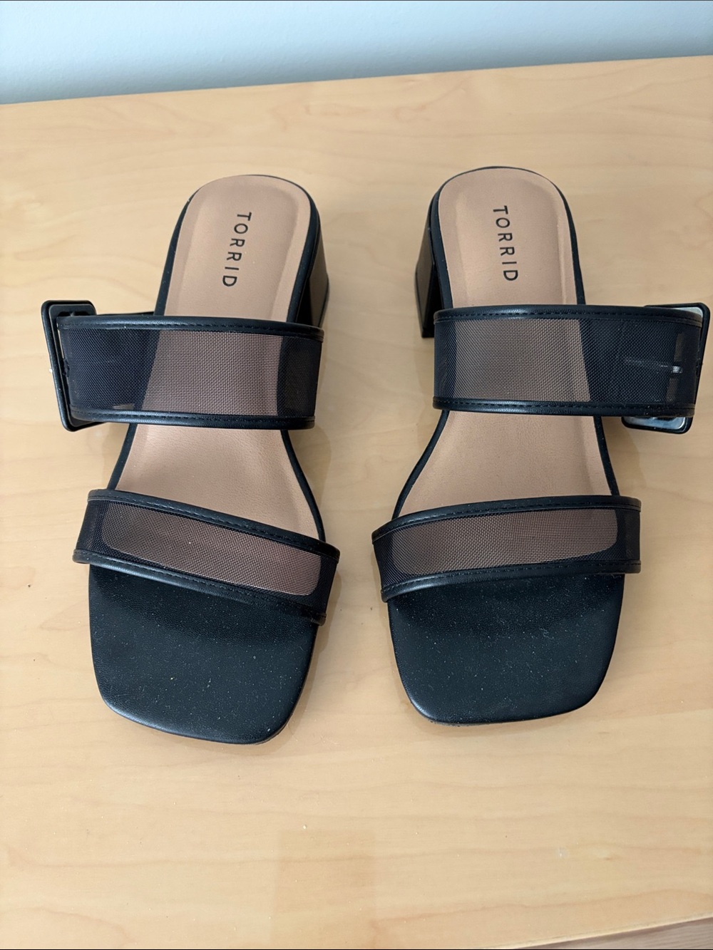 torrid Black Mesh Double-Strap Block Heel Mules